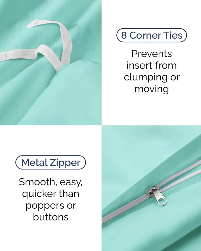 Duvet Cover Twin/Twin XL Size Set - Extra Soft Twin/Twin XL Duvet Cover 68" x 90" with 1 Pillow Sham - Hotel Luxury, Easy Care, Fade Free with Zipper Closures & Ties - Comfy & Breathable (Spa Blue)