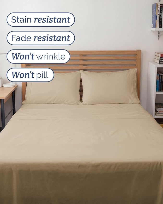 Full XL Bed Sheet - 4 Piece Full XL Bed Sheets Set - Ultra-Soft, Comfy, Breathable & Cooling - Hotel Luxury Bedding for Women & Men with Deep Pockets - Wrinkle Free & Fade Resistant - Oeko-Tex - Cream
