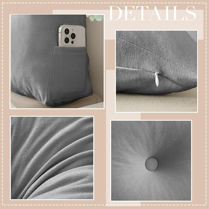 Triangular Wedge Headboard Pillows Twin Dorm Headboard Pillow Long Backrest Positioning Support for Sleeping Back Pillow for Bed Sitting Up Wedge Pillow Reading Bed Lumbar Pillow