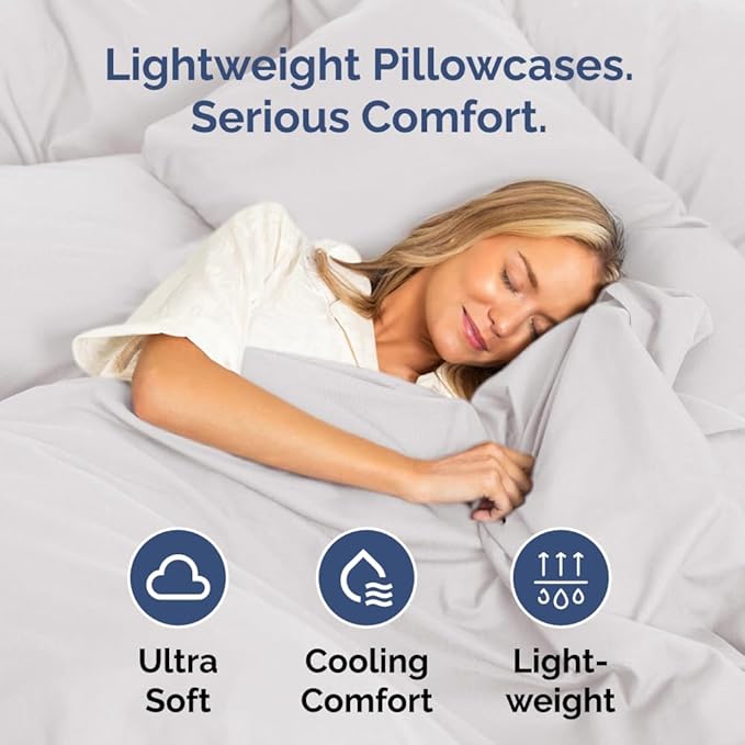 Body Pillowcases Set of 2-20x54 Long Body Pillow Case - Soft Body Pillow Cover for Sleeping & Side Sleepers - Comfy, Breathable & Wrinkle Free - Machine Washable w/Envelope Enclosure (French Grey)