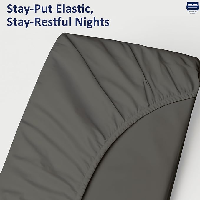 Cot Size 30" x 75" Fitted Sheet, 100% Egyptian Cotton, Perfect for Camp Bunk Beds/RVs/Guest Beds/Army Cots/Replacement Mattress (Dark Grey)