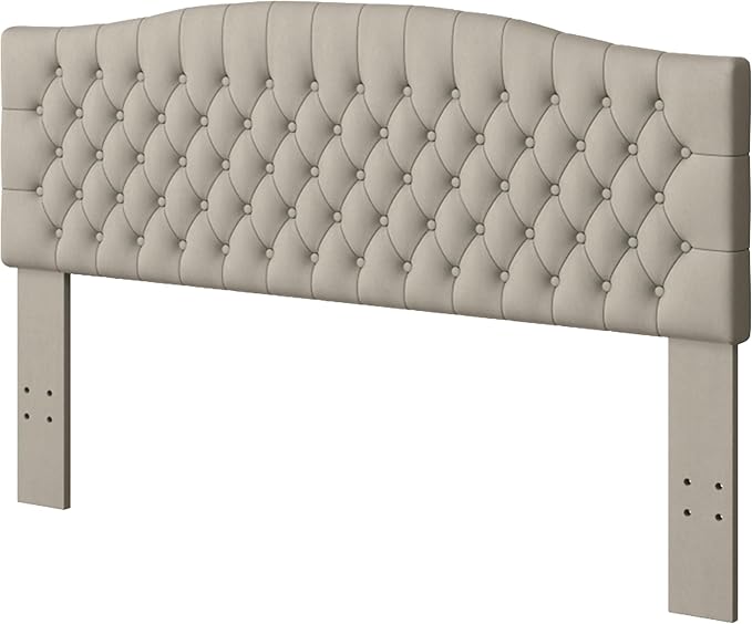 Furpopup Velvet Upholstered Headboard King/Cal King Size Latest Model Wall Mount, Bed Frame Mount, Featuring High-Density Sponge Padding, Luxury Texture Easy Assembly and Style-Light Warm Gray/Taupe