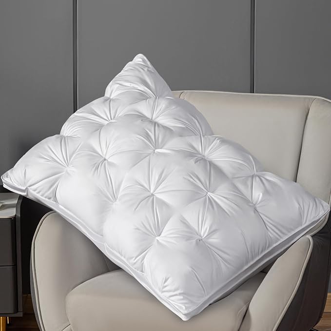 MIOTO Standard Size Luxury White Goose Down Pillow,800 Fill Power Fluffy and Soft Hotel Feather Pillow,Ideal Bed Pillows for Side Sleepers,Pack of 1 (Standard, White)