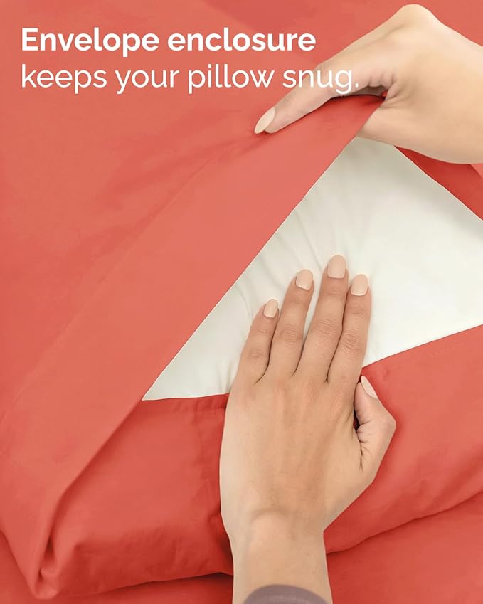 Twin 4 Piece Sheet Set - Comfy, Breathable & Cooling - Soft Hotel Luxury Bedding for Women, Men, Kids, Teens & Children - 1 Flat & 1 Fitted Sheet & 2 Pillowcases w/ Deep Pockets - Wrinkle Free - Coral