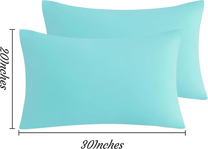 NTBAY Queen Pillow Cases Set, 2 Pack Brushed Microfiber 20x30 Inches, Aqua with Envelope Closure, Soft, Wrinkle, Fade, Stain Resistant