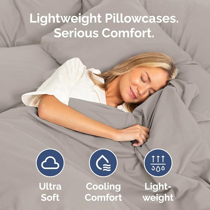 Body Pillowcases Set of 4-20x54 Long Body Pillow Case - Soft Body Pillow Cover for Sleeping & Side Sleepers - Comfy, Breathable & Fade Free - Machine Washable w/Envelope Enclosure - (Light Grey)
