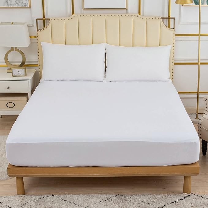 Cooling King Size Mattress Protector Waterproof Ultra Soft Noiseless Smooth Jersey Top Fitted Matressprotector Cover with Stretchy Pocket