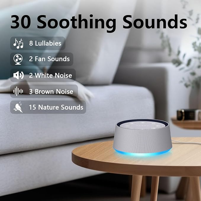 Sound Machine with 30 Soothing Sounds White Noise Machine 12 Colors Night Light for Baby Adults Kids Sleep Machines 36 Volume Levels 5 Timers for Home Office