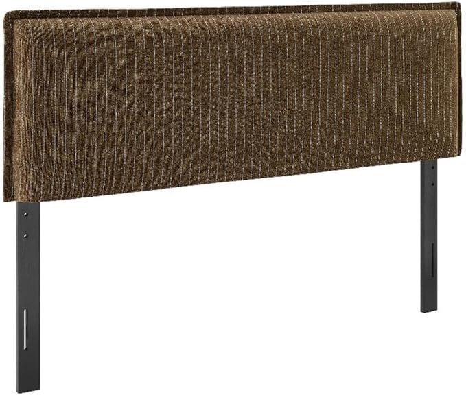 Modway Camille Full Size Striped Linen Blend Pinstripe Headboard with Removable Slipcover – in Earth Stripe - Padded Pillow Style Headboard with Adjustable Mounting for Full Beds