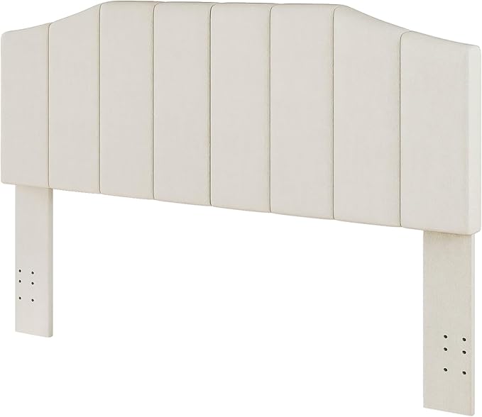 Furpopup Velvet Queen Size Headboard, Upholstered Headboard Queen/Full Size Wall Mount and Bed Frame Mount, Featuring High-Density Sponge Padding Luxury Texture Easy Assembly Comfort Style-Cream