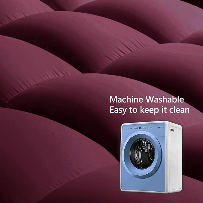 COONP King Mattress Topper, Extra Thick Pillowtop, Cooling Plush Mattress Pad Cover Bed Topper Protector with 8-21 Inch Deep Pocket (Burgundy, King)