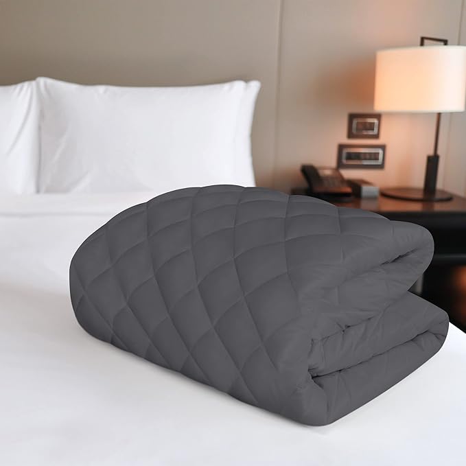 Utopia Bedding Quilted Fitted Mattress Pad, King Size, Elastic Fitted Mattress Topper Protector and Cover with Deep Pocket Stretches up to 16 Inches, Machine Washable (Grey)