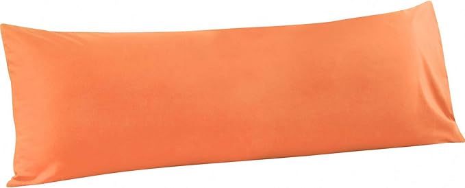 FLXXIE Body Pillow Cover - Super Soft Microfiber 20x54 Body Pillow Case - Envelope Closure, Wrinkle, Stain Resistant 20x54 Long Pillowcase, Orange