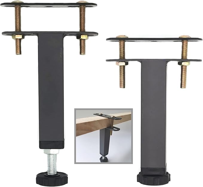 4Pcs Adjustable Height Center Support Leg for Bed Frame, Steel Bed Frame or Wooden Bed Center Slat Support Leg, Sofa Furniture Cabinet Feet (Grey, Height:10 to 12.6 inch)