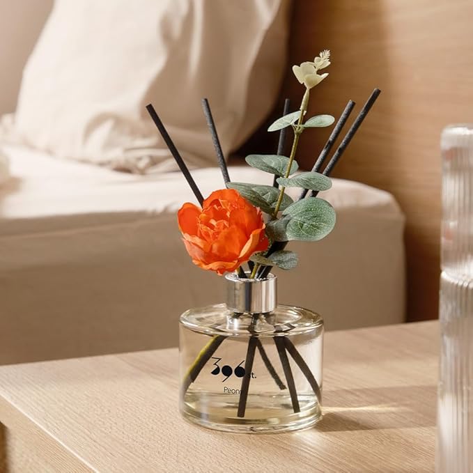 396 st. Peony Flower Reed Diffuser, Baby Powder(Also Known as Refreshing Air), 200ml(6.7oz) / Reed Diffuser Sets, Home Fragrance, Scented Oils, Home & Bathroom Décor