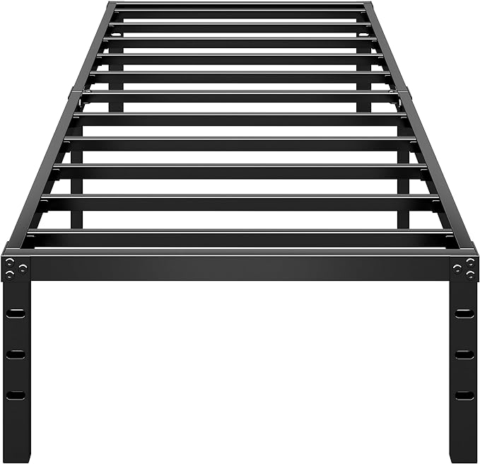 HLIPHA Metal Platform Bed Frame 18 Inch Tall,No Box Spring Needed,Twin Size Bed with Heavy Duty Strong Support Slats,Easy to Assemble,Black