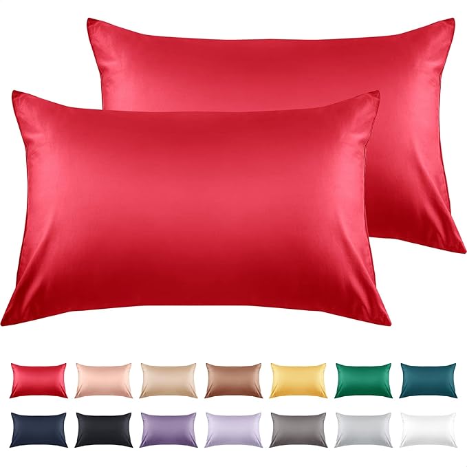 Warmstar Cotton Pillow Cases Queen Size Set of 2, 600 Thread Count Pillowcases 20x30 Inches, Soft Long Staple Cotton Pillowcases Breathable with Envelope Closure,Wine Red