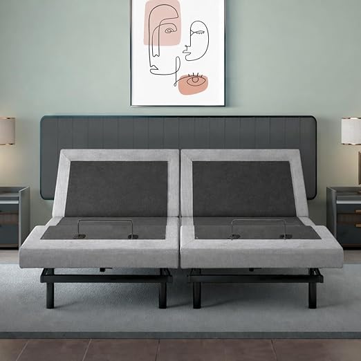 Irvine Home Collection Split King Adjustable Bed Base | Full Body Massage | USB Ports | Zero Gravity | Anti-Snore | Memory Positions | Under Bed Lighting | Wireless Remote | Syncable