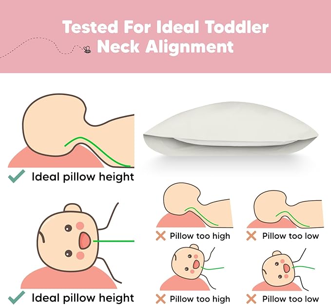 Toddler Pillow with Pillowcase - 13x18 My Little Dreamy Kids Travel Bed Pillows for Sleeping, Organic Cotton Small Pillowcase, Soft & Breathable, Machine Washable, Toddlers 2-5 years old (Pearl Gray)