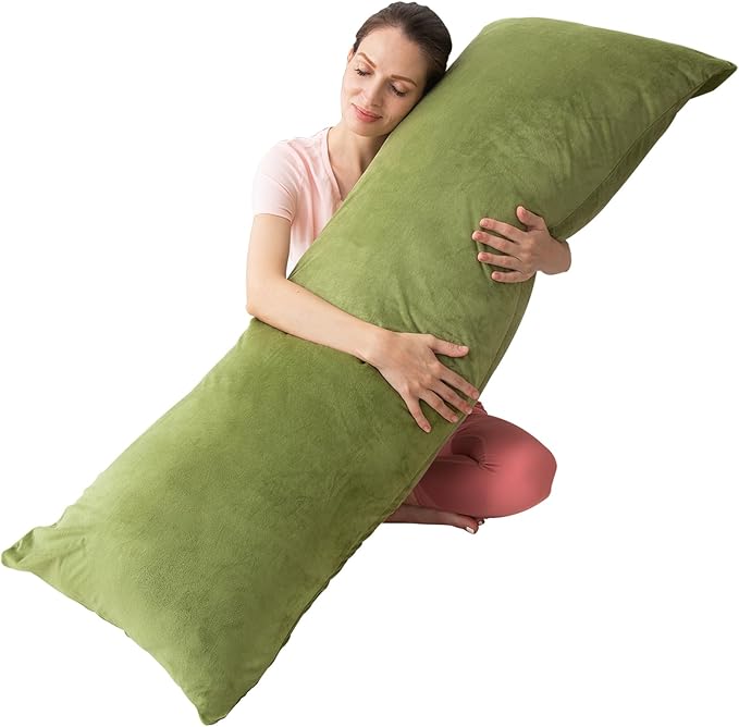 1 MIDDLE ONE Body Pillow, Memory Foam Body Pillows for Adults Sleeping, Long Pillow for Bed, Big Large Firm Full Body Pillow for Side Sleeper, 20x54 Inch, Sage Green