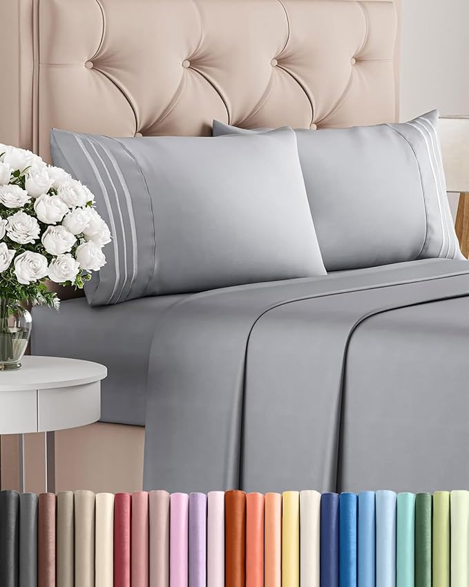 Full Size 4 Piece Sheet Set - Comfy Breathable & Cooling Sheets - Hotel Luxury Bed Sheets for Women and Men - Deep Pockets, Easy-Fit, Soft and Wrinkle Free Sheets - Steel Blue Oeko-Tex Bed Sheet Set
