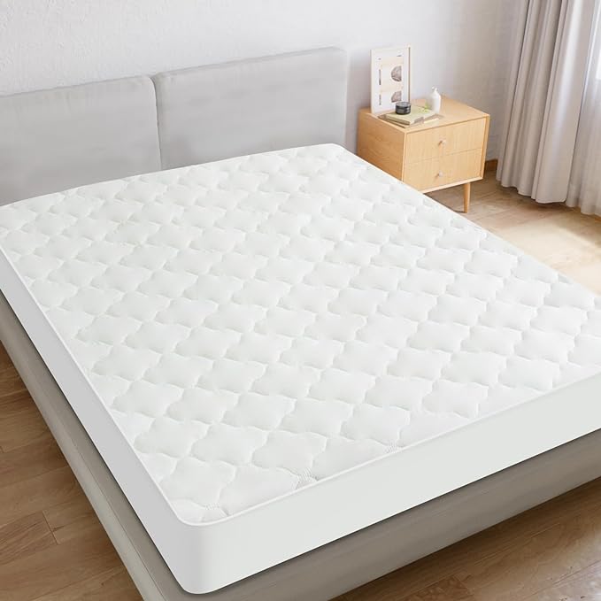 2 Pack Full Size Mattress Protector Pad Waterproof Quilted, Breathable & Cooling Full Mattresses Pad Cover Fitted with Deep Pocket Up to 14" for Double Bed, (White)