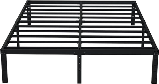 EMODA 14 Inch California King Bed Frames Heavy Duty Metal Cal King Platform with Steel Slats Support, No Box Spring Needed, Noise Free, Black