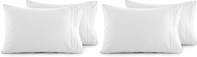 Elegant Comfort Luxury Ultra-Soft, Pillowcase Set - 1500 Premium Hotel Quality Microfiber Double Brushed - Wrinkle Resistant, Standard/Queen, White, 2 Count (Pack of 2)