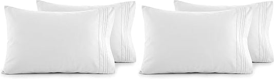 Elegant Comfort Luxury Ultra-Soft 2-Piece Pillowcase Set - 1500 Premium Hotel Quality Microfiber Double Brushed - Wrinkle Resistant, King Size, White (Pack of 2)