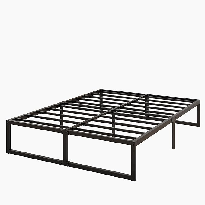 Lutown-Teen 14 Inch King Bed Frame Sturdy Mattress Foundation, Heavy Duty Metal Platform with Steel Slats Support No Box Spring Needed, Noise Free, Easy Assembly, Black