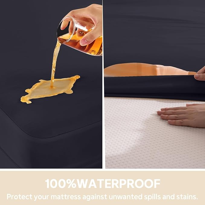 Queen Mattress Protector(12’’-16” Depth) – Premium Six-Sided Waterproof Mattress Cover Bed Cover,Zippered Mattress Encasement for Bed, Noiseless Breathable Machine Washable,Black
