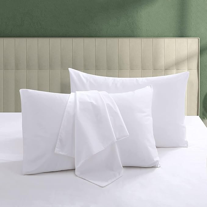 100% Egyptian Cotton Zippered Toddler Pillowcases Set of 2, 600 Thread Count Small Pillow Cases, Super Soft and Breathable Pillow Protector, 13x18 Inches (White, Toddler)