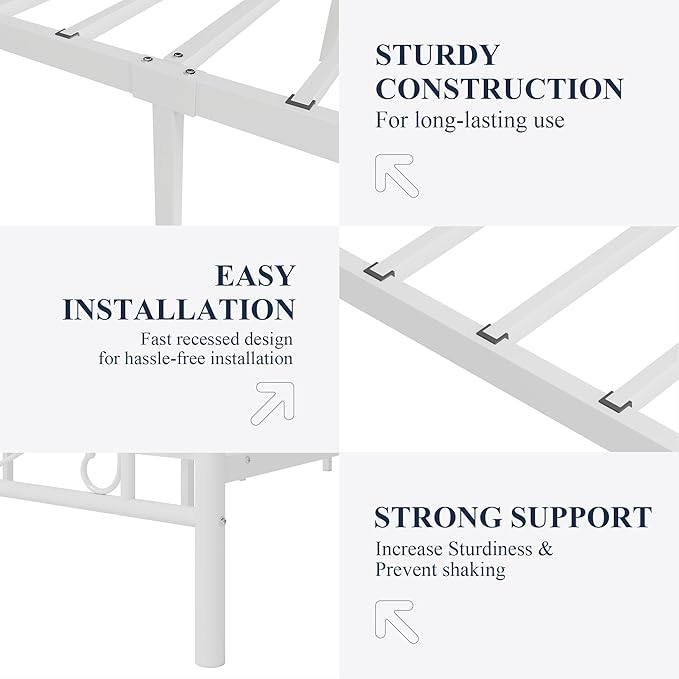 Allewie Twin Size Bed Frame for Kids,Metal Bed Frame with Butterfly Pattern Design Headboard and Footboard,No Box Spring Needed,Easy Assembly,White