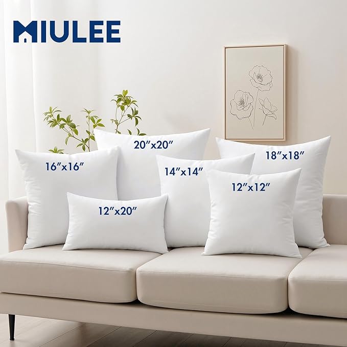 MIULEE Premium Feather and Down 18x18 Throw Pillow Insert Soft Fluffy Throw Pillow Double-Layer Cotton Fabric for Sofa Bed Couch Prevents Feather Leakage