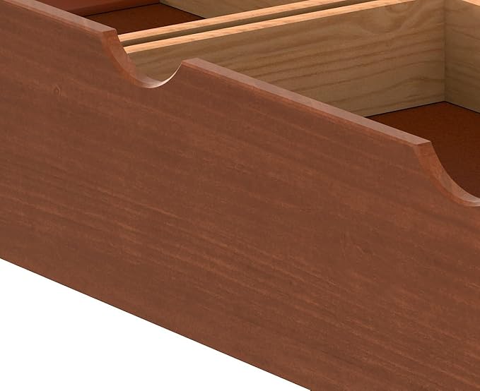 Alaterre Furniture Under Bed Storage Drawers - Set of 2 Solid Wood Rolling Under Bed Storage with Wheels - Fits Bed Frames 9.75” High - Underbed Containers for Shoes, Clothes, and Toys (Chestnut)