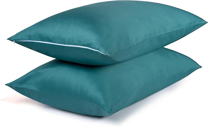 Cotton Pillow Protectors/Cover Queen Size with Zipper 2 Pack Teal Blue Pillow Cases Cooling & Breathable Bed Pillow Protectors Set of 2 Pillow Cases Cover (20" x 30")