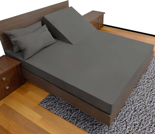 ROYAL BLISS TOP Split King Royal Collection 1900 Egyptian Cotton Bamboo Quality Bed Sheet Set with 1 Fitted Sheet with 36in Split TOP, 1 King Flat and 2 King P/Cases.No Wrinkle (Dark Gray)