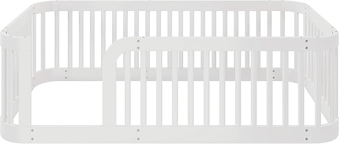 Bellemave Twin Floor Bed with High Fence and Rounded Corner Design, Twin Size Montessori Floor Bed with Entrance, Easy Assemble Montessori Bed Frame, White