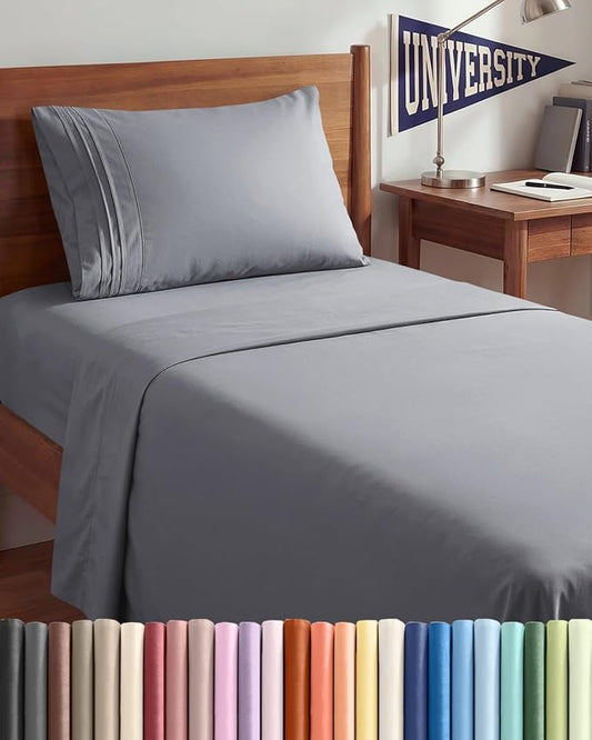 Twin XL Size 3 Piece Sheet Set - Comfy Breathable & Cooling Sheets - Hotel Luxury Bed Sheets for Women & Men - Deep Pockets, Easy-Fit, Soft & Wrinkle Free Sheets - Steel Blue Oeko-Tex Bed Sheet Set