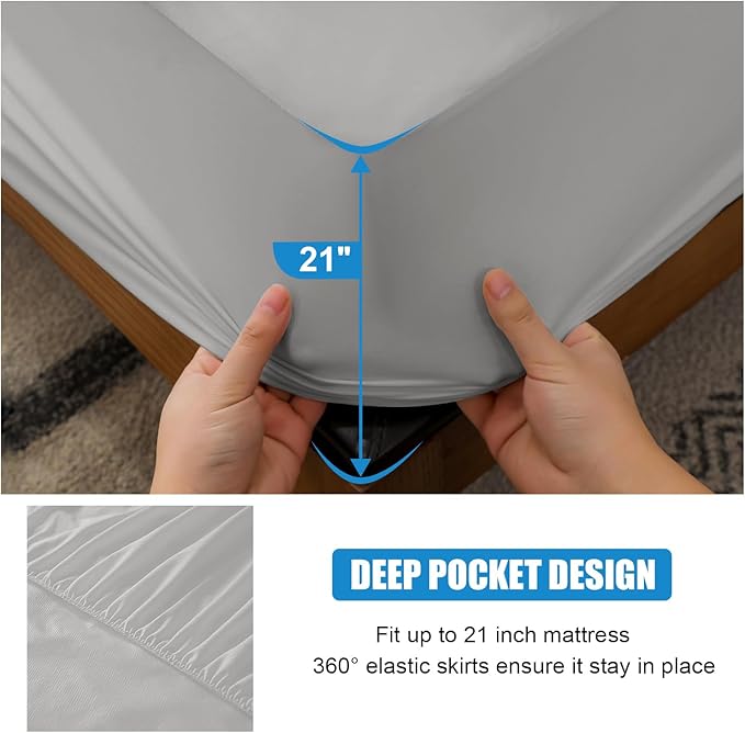 2 Pack Mattress Protector Queen Size 100% Waterproof Fitted Mattress Cover, Breathable Noiseless & Machine Washable Bed Cover Deep Pocket from 5" to 21", Bed Protector for Pets Kids Adults Dark Grey