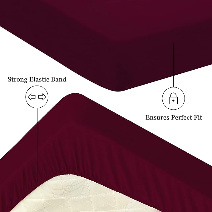 Sufdari Cal King Mattress Protector,Waterproof Mattress Protector,Fitted Sheet Style Mattress Cover with 18" Deep Pocket,Washable and Comfortable-Deep Red,California King