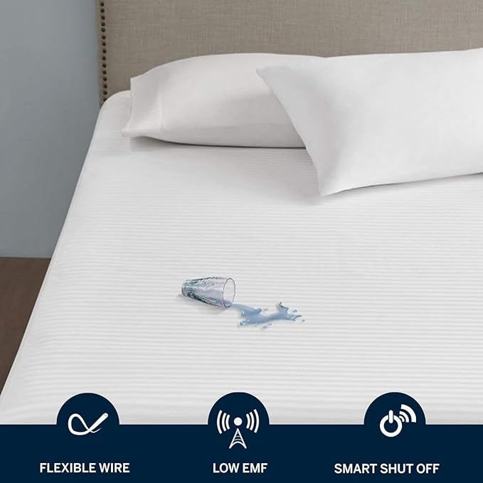 Serta Waterproof Heated Mattress Pad - Electric Bed Warmer with 10 Heat Settings, Auto Shut Off Timer, ETL Certified Electric Mattress Pad, Elastic Deep Pocket, Machine Washable, White Twin