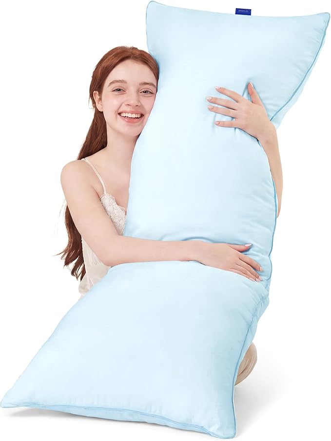YZ HOME Memory Foam Body Pillow Insert - Full Body Pillow for Adults - Soft Large Long Bed Pillow for Side Sleeper (Blue, 20 Inchx54 Inch)