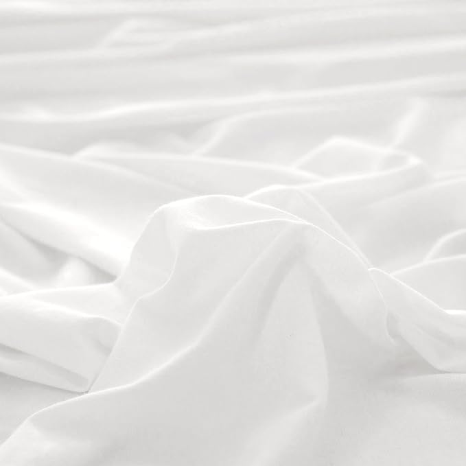 PURE ERA Jersey Knit Duvet Cover Set 100% T-Shirt Cotton Super Soft Comfy 2pc Bedding Set with Zipper Closure (Solid Bright White, Twin)
