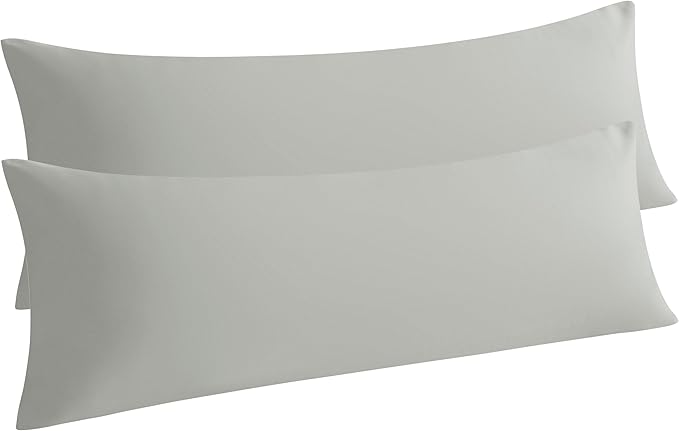 NTBAY Body Pillowcase Set of 2, 20x54 inches, Light Grey, Soft, Wrinkle, Fade Resistant, Envelope Closure, Microfiber, 2 Pieces