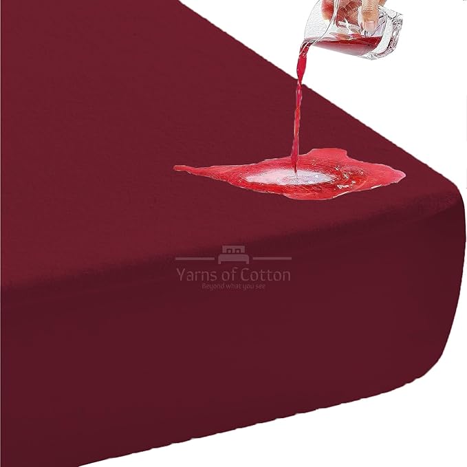 Cot Mattress Protector 30"x80" Waterproof, Terry Soft and Noiseless Mattress Protector Perfect for Daybed 30"x80" Mattress/Narrow Twin/Cot Size/Rv Bunk/Camping Cot (Burgundy)