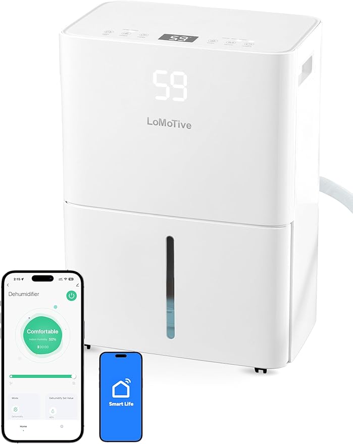 34 Pint Dehumidifier for Home up to 2500 Sq.Ft, Smart WiFi Dehumidifier with App & Voice Control, Dehumidifier with Drain Hose, Auto Defrost, 24H Timer, Quiet for Bedroom Basement Bathroom RV