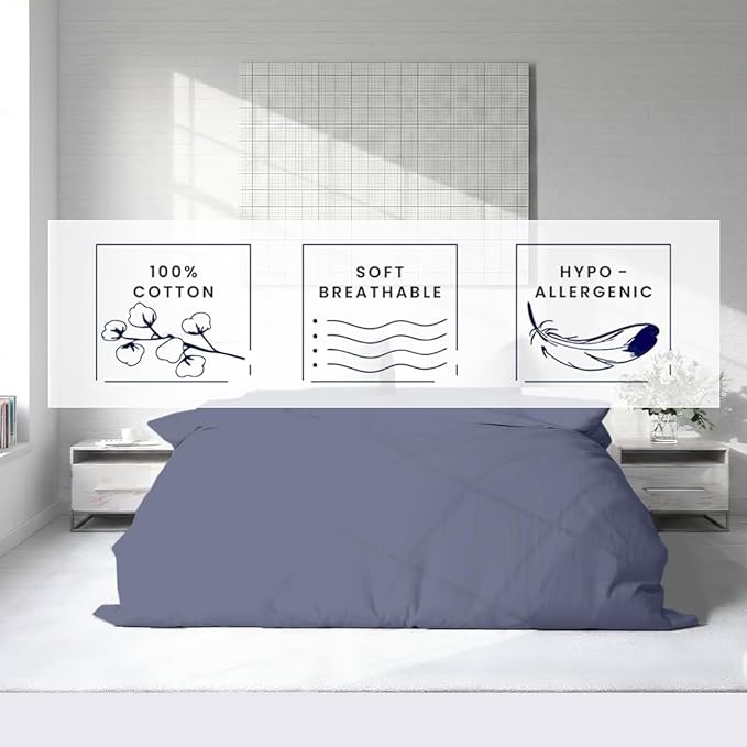 Kotton Culture 1 Pc California King Duvet Cover Only-100% Egyptian Cotton 600 Thread Count Ultra Soft Premium Comforter Cover Zipper Closure & Corner Ties- (Mediterranean Blue, 104" X 98")