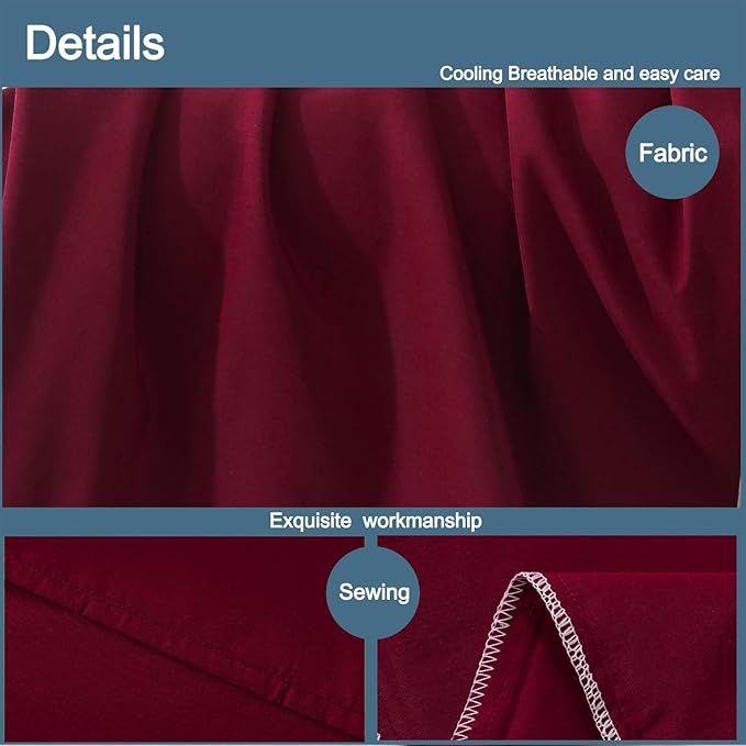 WhatsBedding Body Pillow Cover Cotton Fabric, Long Pillowcase Breathable & Skin-Friendly, Envelope Closure - Burgundy Red (20x54 inch)