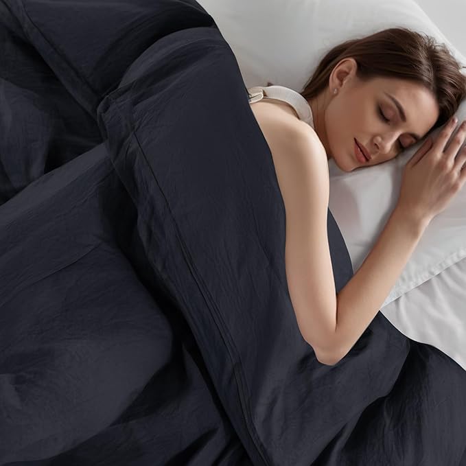 NEXHOME PRO Oversized King Duvet Cover Set – 100% Certified Organic Cotton with Washed Feel & Linen-Like Texture, Comfortable & Breathable, Home Bedding Set Dark Grey (No Comforter)